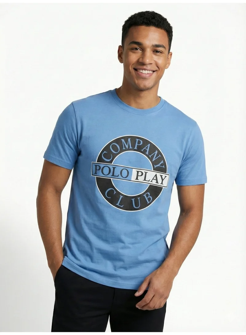 لعب البولو تيشيرت رجالي مطبوع - أزرق فاتح